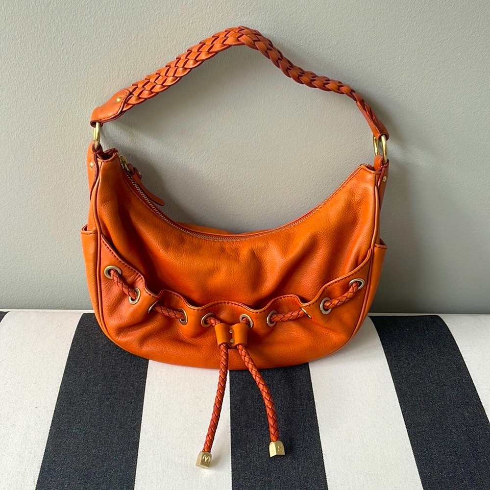Vintage MICHAEL KORS Orange  Leather Shoulder Bag - Picture 2 of 12